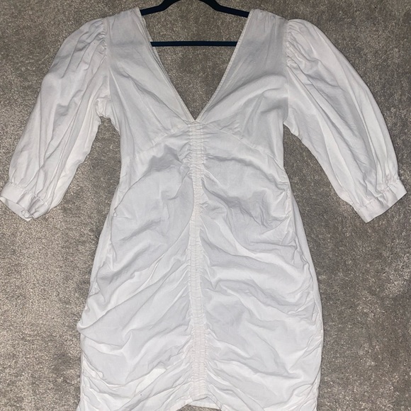 ASOS DESIGN Ruched Dress with Puffed Sleeves White - Picture 3 of 5